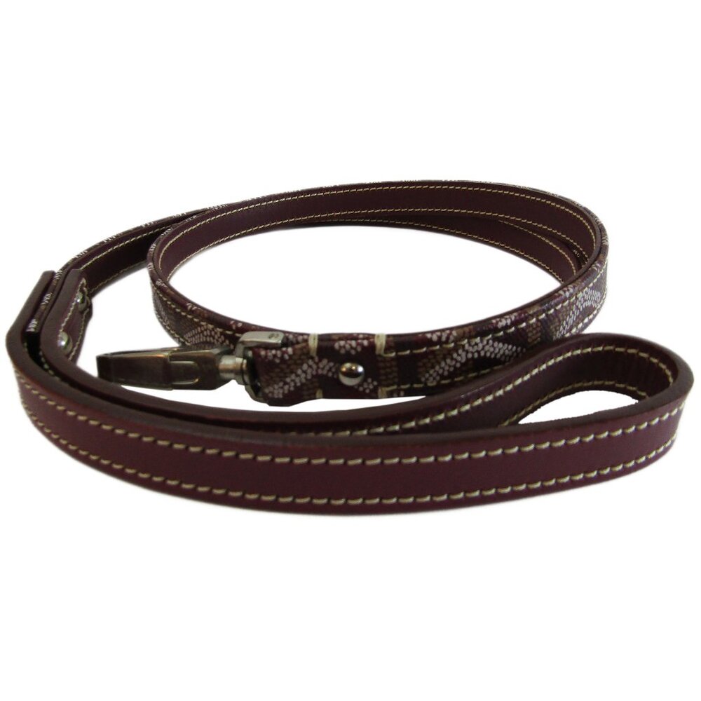 Vintage Goyard Edmond Dog Leash - RARE Discontinued Burgundy - Hand Painted Era